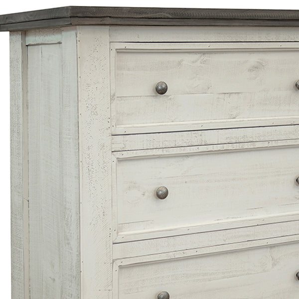 Homeroots 39" Gray And Ivory Solid Wood Four Drawer Chest  Solid Wood 524569