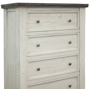 Homeroots 39" Gray And Ivory Solid Wood Four Drawer Chest  Solid Wood 524569