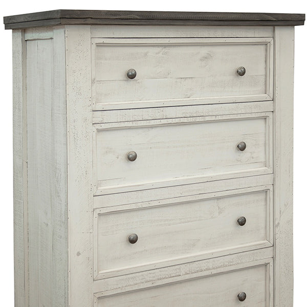 Homeroots 39" Gray And Ivory Solid Wood Four Drawer Chest  Solid Wood 524569
