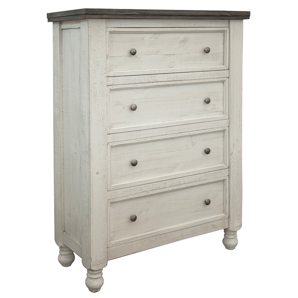 Homeroots 39" Gray And Ivory Solid Wood Four Drawer Chest  Solid Wood 524569