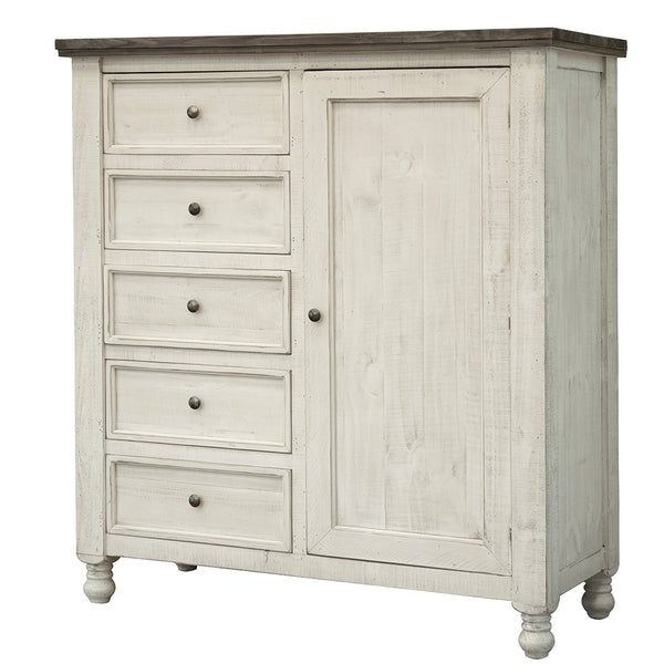 Homeroots 55" Gray And Ivory Solid Wood Five Drawer Gentlemans Chest  Solid Wood 524570