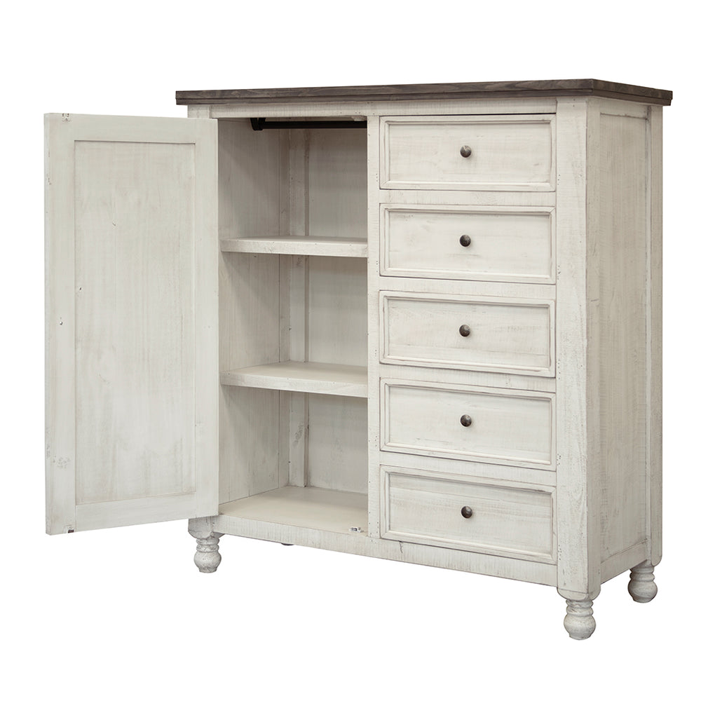 Homeroots 55" Gray And Ivory Solid Wood Five Drawer Gentlemans Chest  Solid Wood 524570