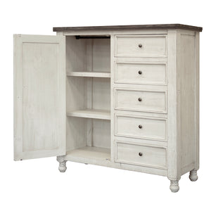 Homeroots 55" Gray And Ivory Solid Wood Five Drawer Gentlemans Chest  Solid Wood 524570