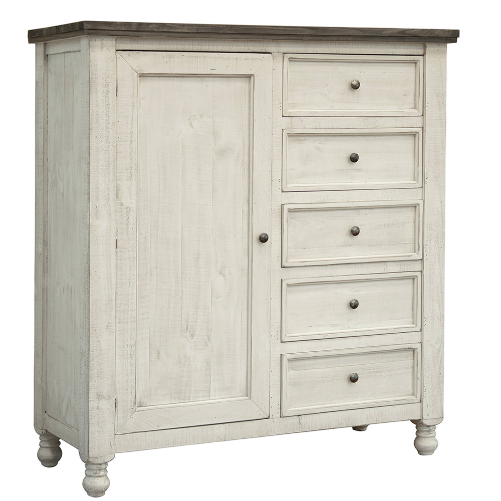 Homeroots 55" Gray And Ivory Solid Wood Five Drawer Gentlemans Chest  Solid Wood 524570