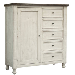 Homeroots 55" Gray And Ivory Solid Wood Five Drawer Gentlemans Chest  Solid Wood 524570