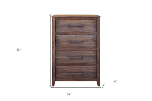 Homeroots 35" Brown Solid Wood Four Drawer Chest  Solid Wood 524571