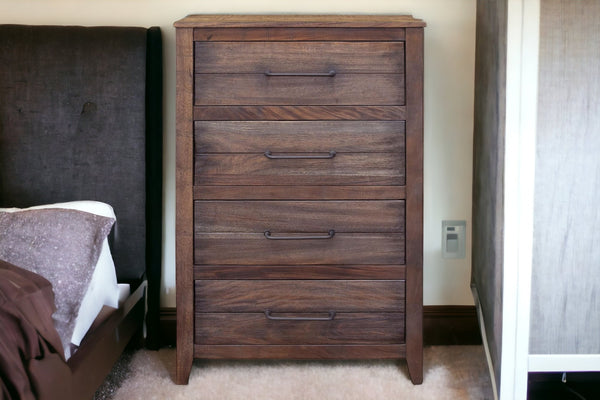 Homeroots 35" Brown Solid Wood Four Drawer Chest  Solid Wood 524571