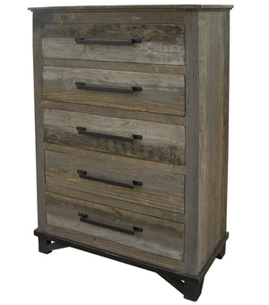 Homeroots 37" Gray Solid Wood Five Drawer Chest  Solid Wood 524572