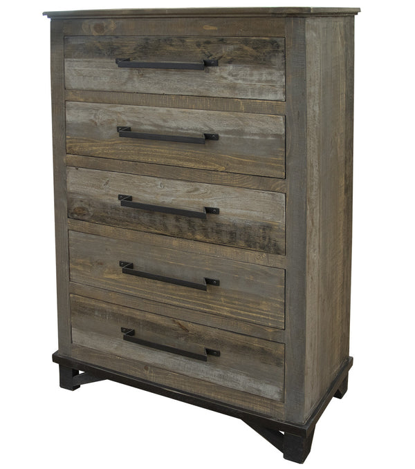 Homeroots 37" Gray Solid Wood Five Drawer Chest  Solid Wood 524572
