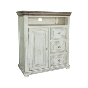 HomeRoots 39" Off White Solid Wood Three Drawer Gentleman’s Chest – Stylish Storage for Compact Living Spaces 524573