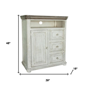 HomeRoots 39" Off White Solid Wood Three Drawer Gentleman’s Chest – Stylish Storage for Compact Living Spaces 524573