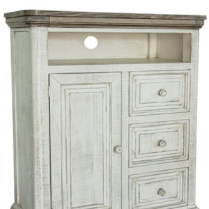 HomeRoots 39" Off White Solid Wood Three Drawer Gentleman’s Chest – Stylish Storage for Compact Living Spaces 524573