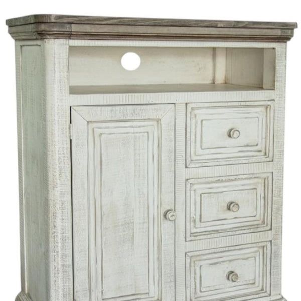 HomeRoots 39" Off White Solid Wood Three Drawer Gentleman’s Chest – Stylish Storage for Compact Living Spaces 524573