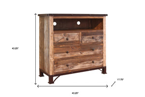 Homeroots 43" Brown Solid Wood Four Drawer Chest  Solid Wood 524576