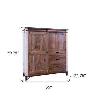 Homeroots 55" Brown Solid Wood Three Drawer Gentlemans Chest  Solid Wood 524577