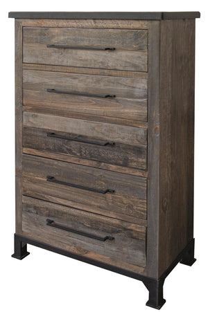 Homeroots 36" Gray Solid Wood Five Drawer Chest  Solid Wood 524578