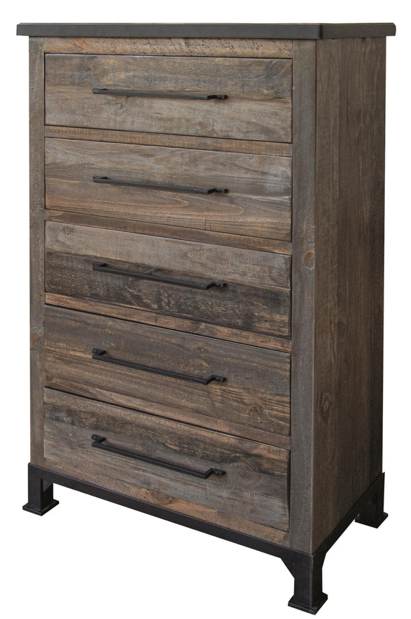 Homeroots 36" Gray Solid Wood Five Drawer Chest  Solid Wood 524578