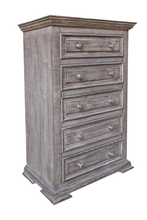 Homeroots 37" Gray Solid Wood Five Drawer Chest  Solid Wood 524579
