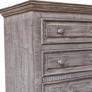 Homeroots 37" Gray Solid Wood Five Drawer Chest  Solid Wood 524579