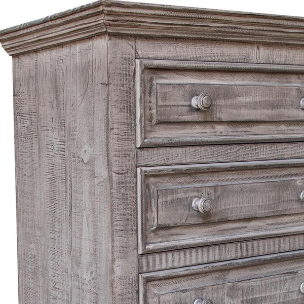 Homeroots 37" Gray Solid Wood Five Drawer Chest  Solid Wood 524579