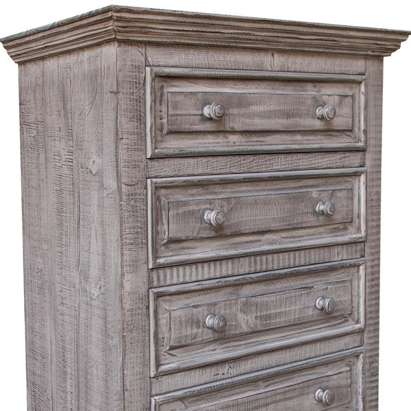 Homeroots 37" Gray Solid Wood Five Drawer Chest  Solid Wood 524579