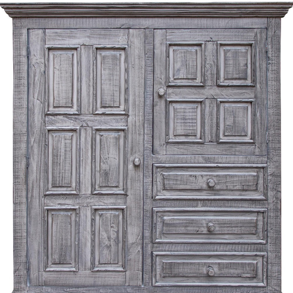 Homeroots 55" Gray Solid Wood Three Drawer Gentlemans Chest  Solid Wood 524580