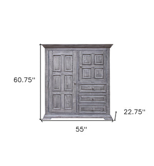 Homeroots 55" Gray Solid Wood Three Drawer Gentlemans Chest  Solid Wood 524580