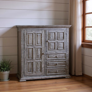 HomeRoots 69" Gray Solid Wood Triple Dresser – Timeless Rustic Charm with Ample Storage for Your Bedroom Essentials 3 524580