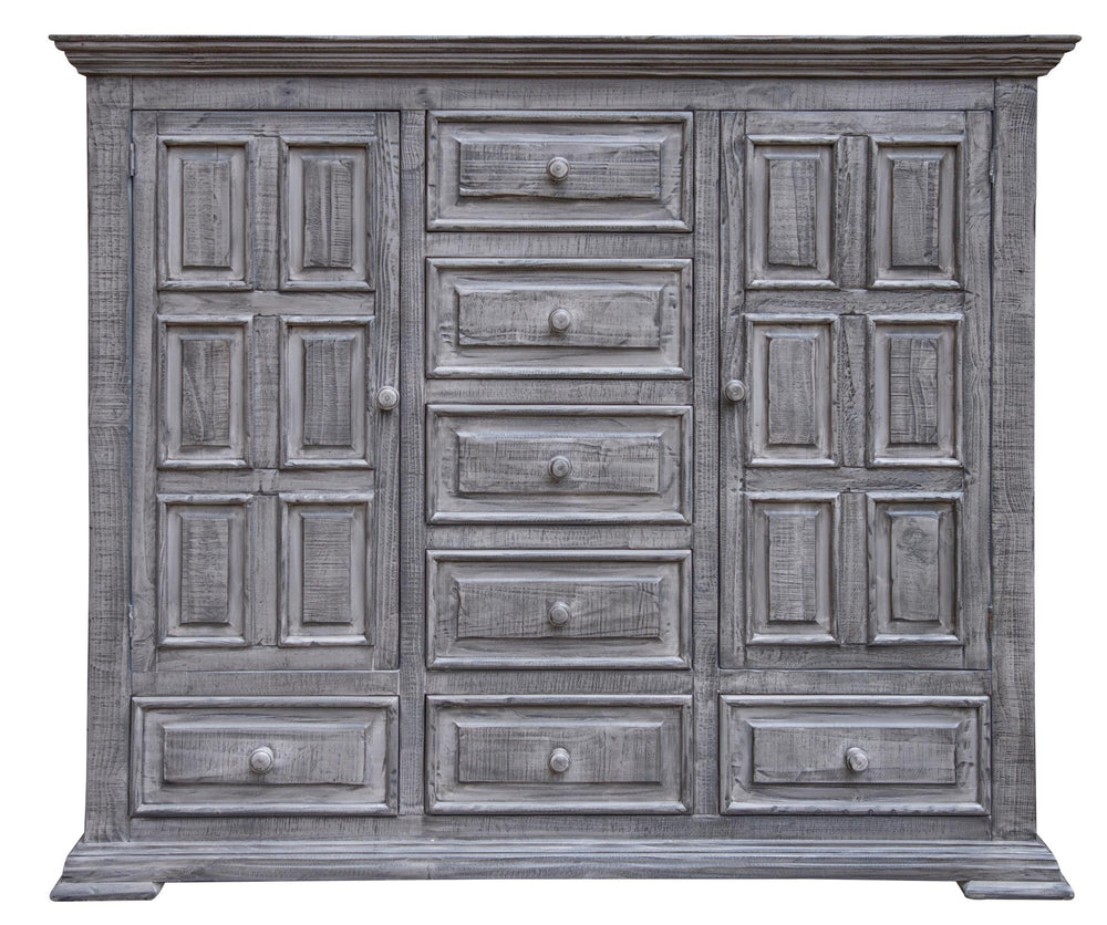 Homeroots 64" Gray Solid Wood Seven Drawer Gentlemans Chest  Solid Wood 524581