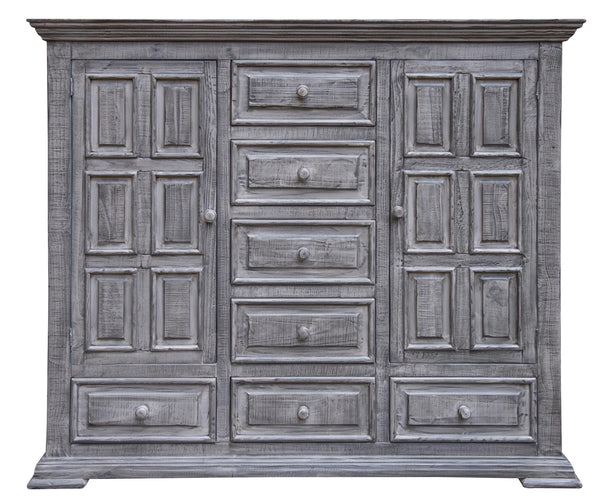 Homeroots 64" Gray Solid Wood Seven Drawer Gentlemans Chest  Solid Wood 524581