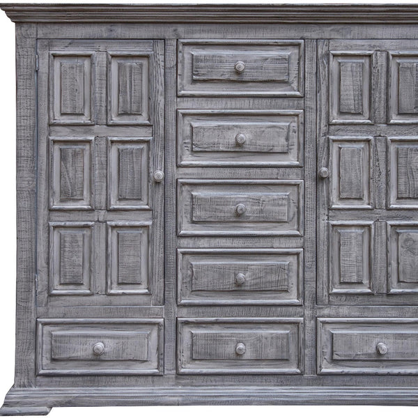 Homeroots 64" Gray Solid Wood Seven Drawer Gentlemans Chest  Solid Wood 524581