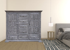 Homeroots 64" Gray Solid Wood Seven Drawer Gentlemans Chest  Solid Wood 524581