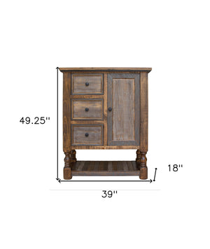 Homeroots 39" Brown Solid Wood Three Drawer Chest  Solid Wood 524582