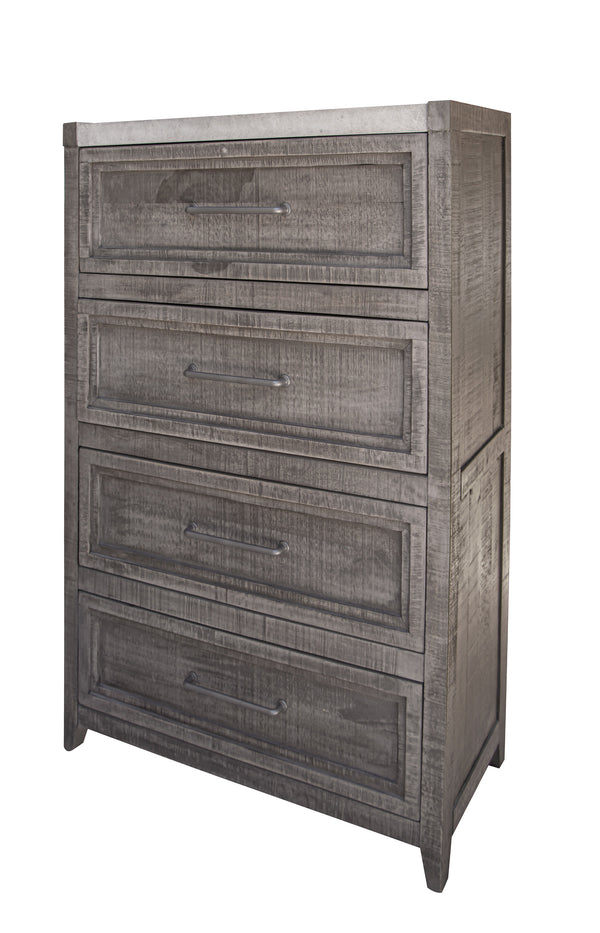 Homeroots 37" Gray Solid Wood Four Drawer Chest  Solid Wood 524583