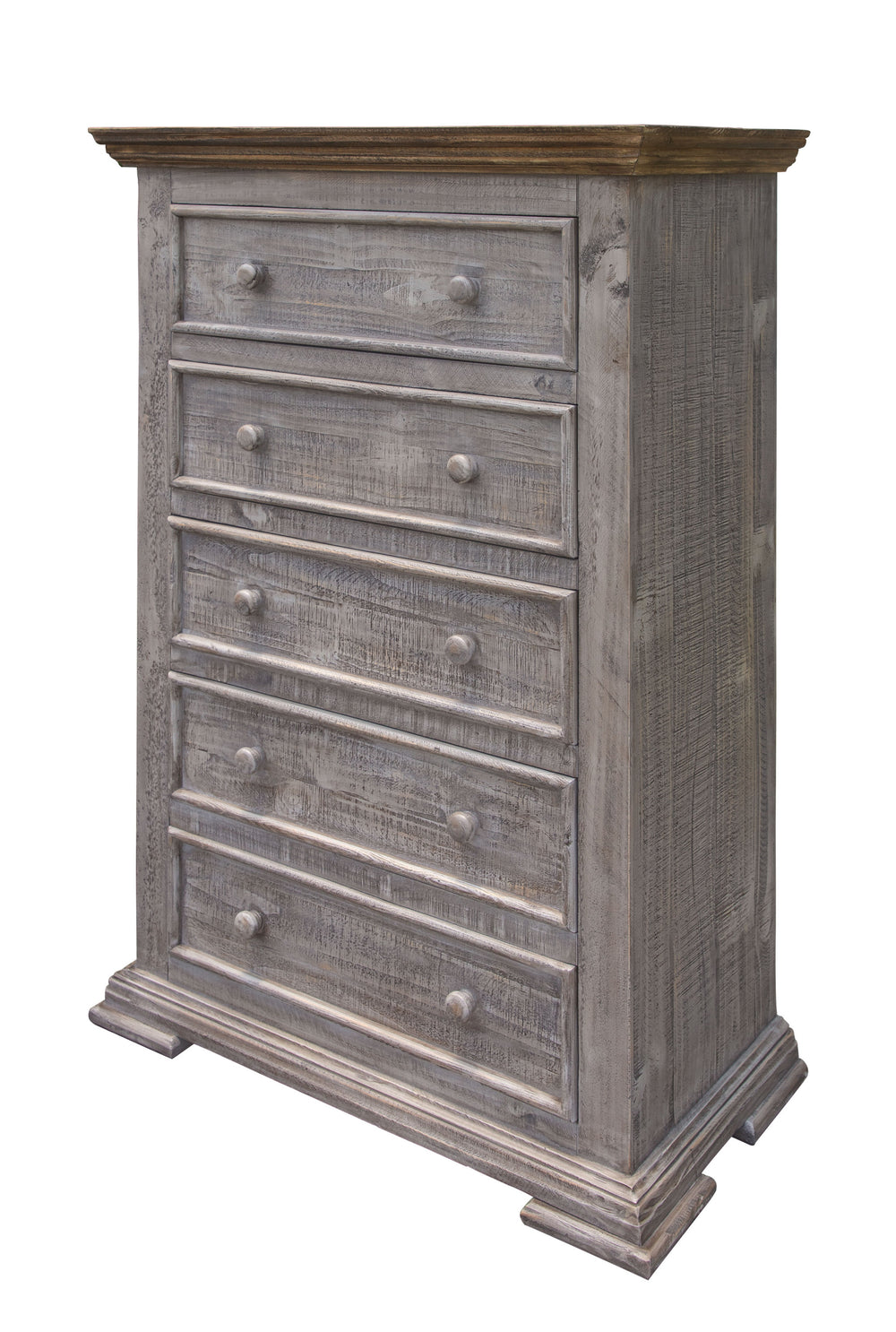 Homeroots 37" Gray Solid Wood Five Drawer Chest  Solid Wood 524584
