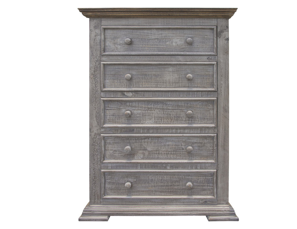 Homeroots 37" Gray Solid Wood Five Drawer Chest  Solid Wood 524584