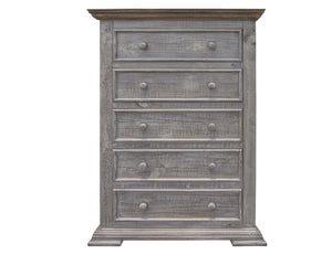 Homeroots 37" Gray Solid Wood Five Drawer Chest  Solid Wood 524584