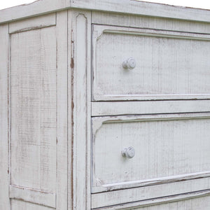 Homeroots 37" Antiqued White Solid Wood Four Drawer Chest  Solid Wood 524585