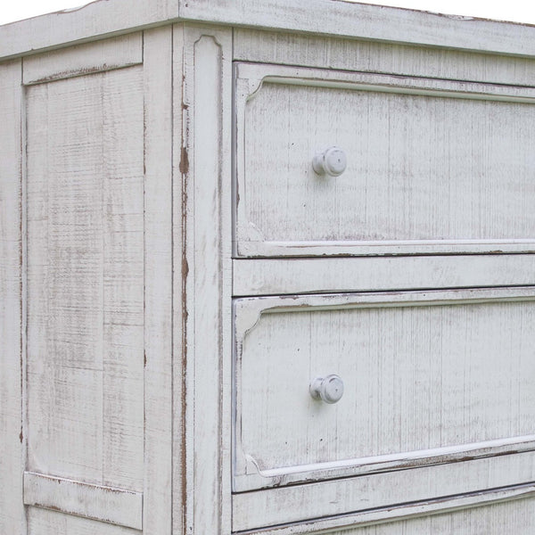 Homeroots 37" Antiqued White Solid Wood Four Drawer Chest  Solid Wood 524585