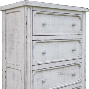 Homeroots 37" Antiqued White Solid Wood Four Drawer Chest  Solid Wood 524585