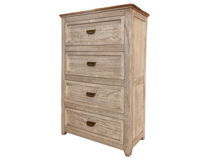 Homeroots 37" Cream Solid Wood Four Drawer Chest  Solid Wood 524588
