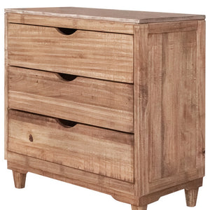 Homeroots 36" Natural Solid Wood Three Drawer Chest  Solid Wood 524589