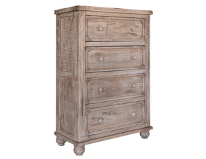 Homeroots 37" Natural Solid Wood Four Drawer Chest  Solid Wood 524590