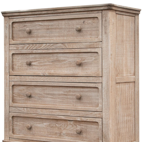 Homeroots 40" Natural Solid Wood Four Drawer Chest  Solid Wood 524597