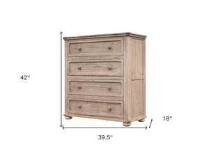 Homeroots 40" Natural Solid Wood Four Drawer Chest  Solid Wood 524597