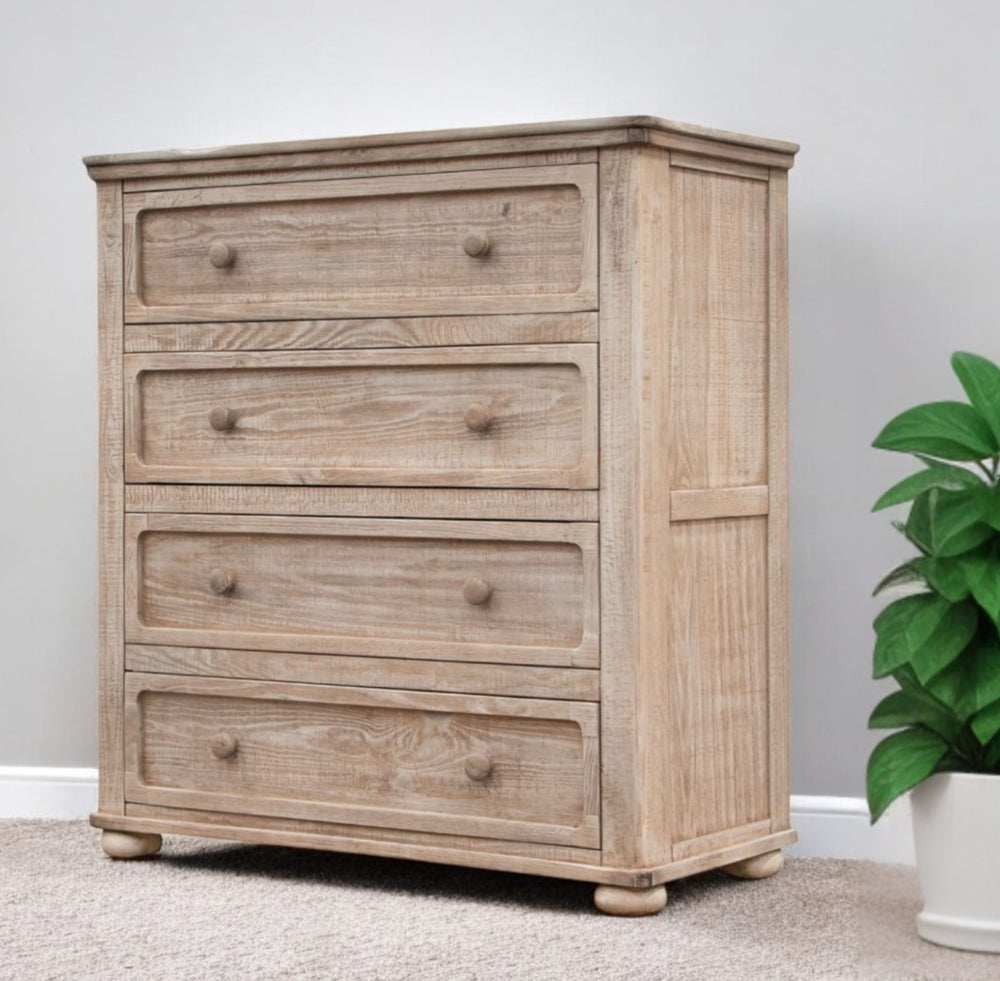 Homeroots 40" Natural Solid Wood Four Drawer Chest  Solid Wood 524597