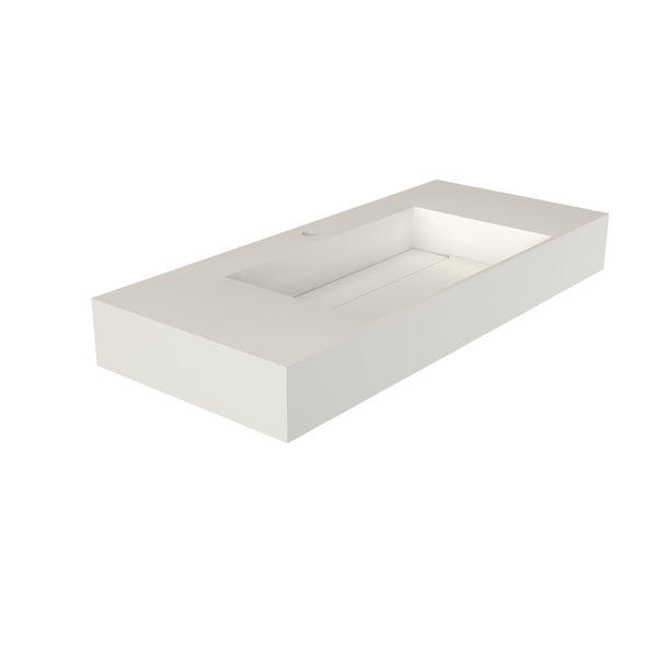 English Elm 42'' Solid Surface Pedestal Basin Matte White Waterfall Edge Sculptural Bathroom Sink T3785P491215