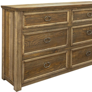 Homeroots 67" Natural Solid Wood Six Drawer Double Dresser  Solid Wood 524600