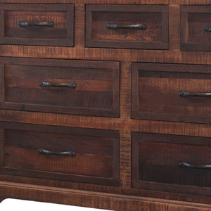 Homeroots 61" Brown Solid Wood Seven Drawer Double Dresser  Solid Wood 524601