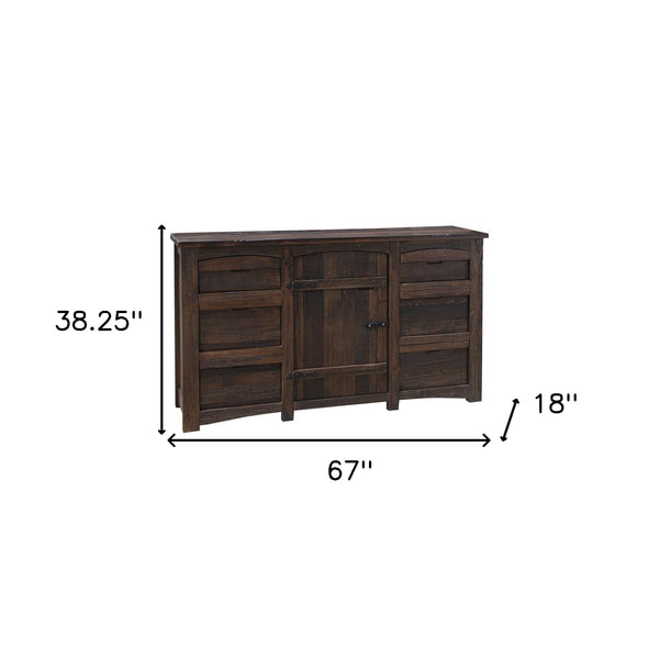 Homeroots 67" Brown Solid Wood Six Drawer Triple Dresser  Solid Wood 524602